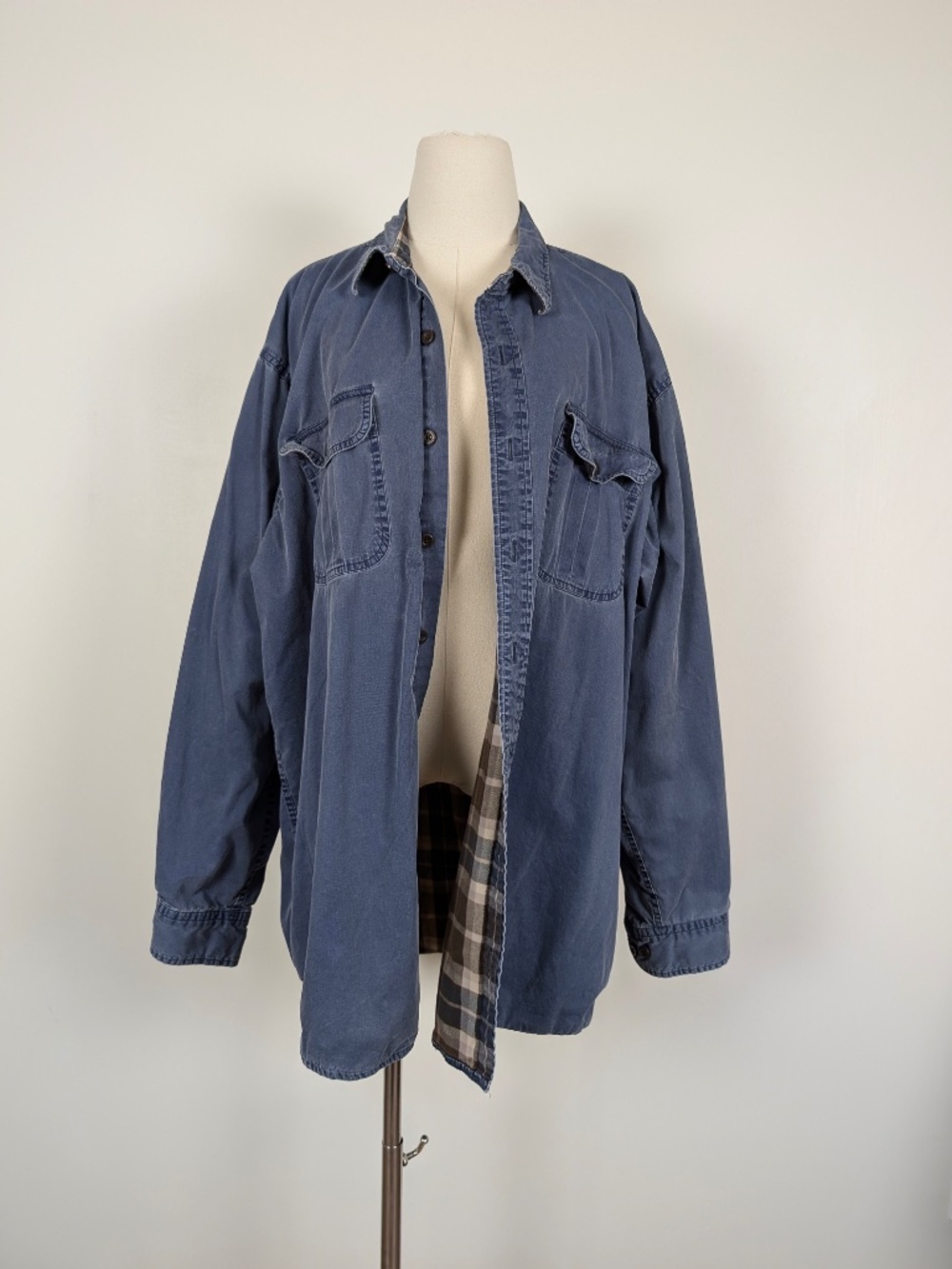 Redhead Lined Oversized Shacket Cotton Size 2XL Blue Relaxed Fit - Picture 7 of 14